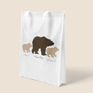 Custom Mama Bear With 2 Kid Names Mothers Day Gift Grocery Bag