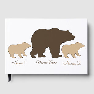 Custom Mama Bear With 2 Kid Names Mothers Day Gift Guest Book