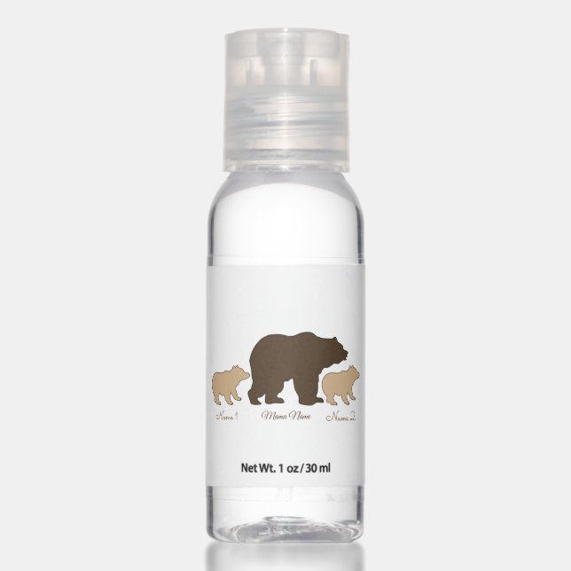 Custom Mama Bear With 2 Kid Names Mothers Day Gift Hand Sanitizer (Front)