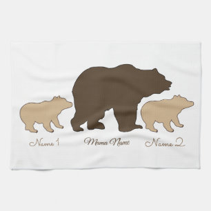 Custom Mama Bear With 2 Kid Names Mothers Day Gift Kitchen Towel