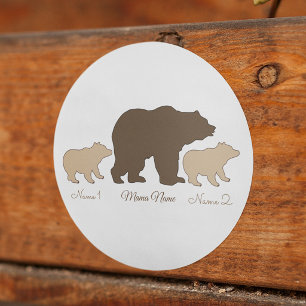 Custom Mama Bear With 2 Kid Names Mothers Day Gift Labels