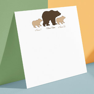Custom Mama Bear With 2 Kid Names Mothers Day Gift Note Card