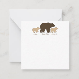 Custom Mama Bear With 2 Kid Names Mothers Day Gift Note Card