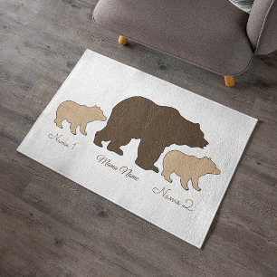 Custom Mama Bear With 2 Kid Names Mothers Day Gift Outdoor Rug