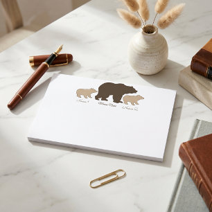 Custom Mama Bear With 2 Kid Names Mothers Day Gift Paper Pad