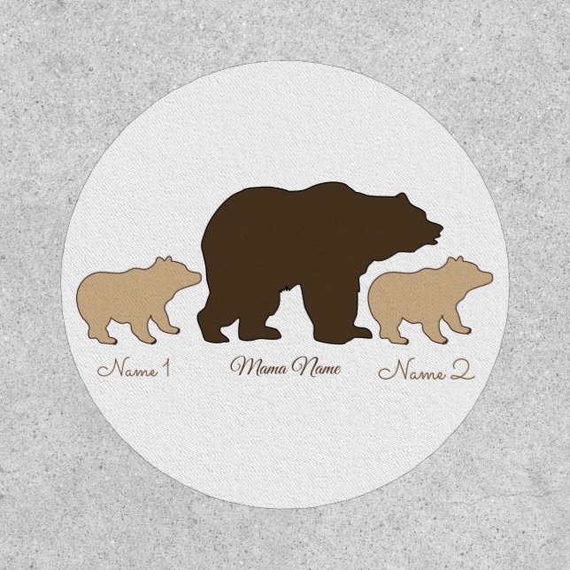 Custom Mama Bear With 2 Kid Names Mothers Day Gift Patch (Front)