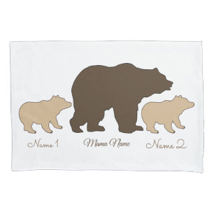 Custom Mama Bear With 2 Kid Names Mothers Day Gift Pillow Case
