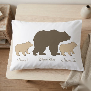 Custom Mama Bear With 2 Kid Names Mothers Day Gift Pillow Case