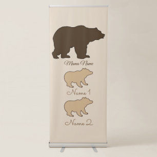 Custom Mama Bear With 2 Kid Names Mothers Day Gift Retractable Banner