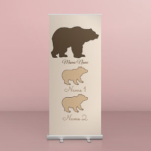 Custom Mama Bear With 2 Kid Names Mothers Day Gift Retractable Banner