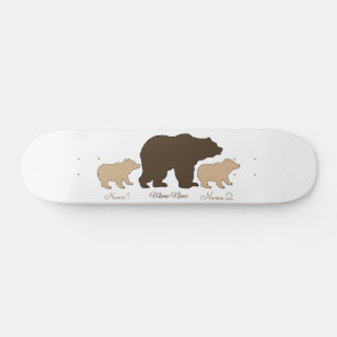 Custom Mama Bear With 2 Kid Names Mothers Day Gift Skateboard