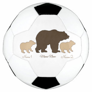 Custom Mama Bear With 2 Kid Names Mothers Day Gift Soccer Ball