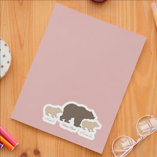 Custom Mama Bear With 2 Kid Names Mothers Day Gift Sticker