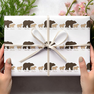 Custom Mama Bear With 2 Kid Names Mothers Day Gift Wrapping Paper