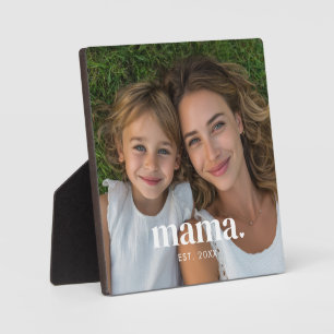 Custom Mama Established Bold Modern Photo Plaque