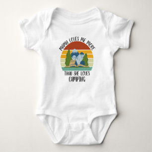 CUSTOM Mama Loves Me More Than She Loves Camping Baby Bodysuit