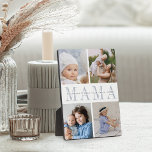 Custom Mama Mother's Day Kids 4 Photo Collage Plaque<br><div class="desc">Create a sweet gift for a beloved mom with this four photo collage plaque. "MAMA" appears in the center in chic gray lettering,  with your custom message and children's names overlaid.</div>