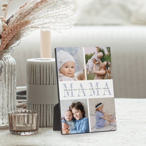 Custom Mama Mothers Day Kids 4 Photo Collage Plaque