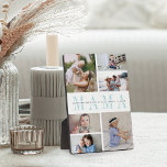 Custom Mama Mother's Day Kids Photo Collage Plaque<br><div class="desc">Create a sweet gift for a beloved mom with this six photo collage plaque. "MAMA" appears in the center in chic pastel mint green lettering,  with your custom message and children's names overlaid.</div>