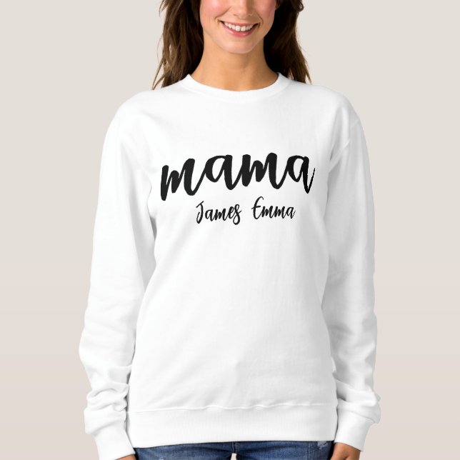Custom Mama Sweatshirt with Kids Name, Personalize (Front)