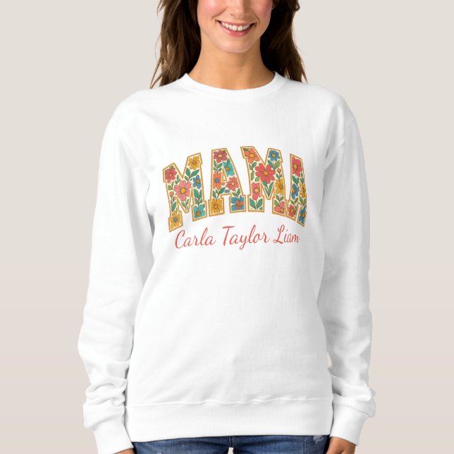 Custom Mama with Kids Names or Est Year  Sweatshirt (Front)