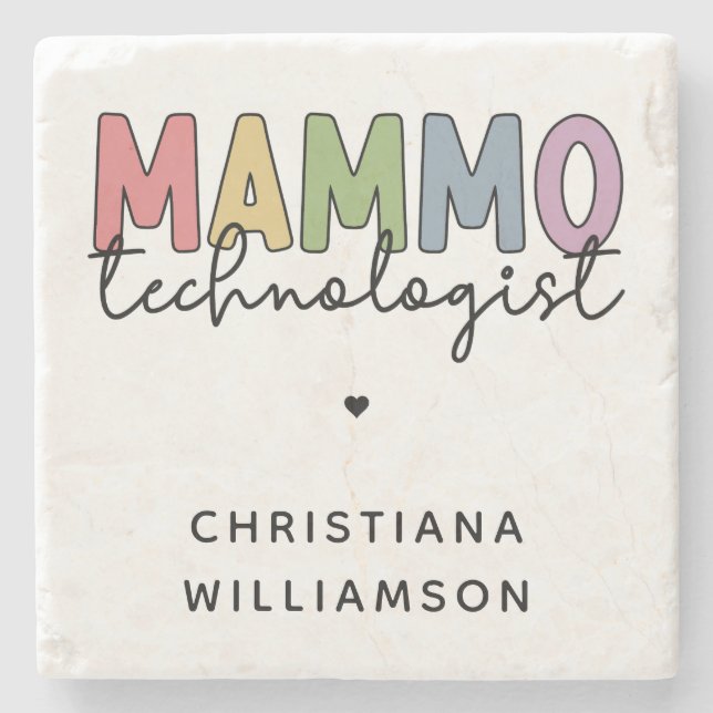 Custom Mammo Technologist Mammography Tech Gifts Stone Coaster (Front)