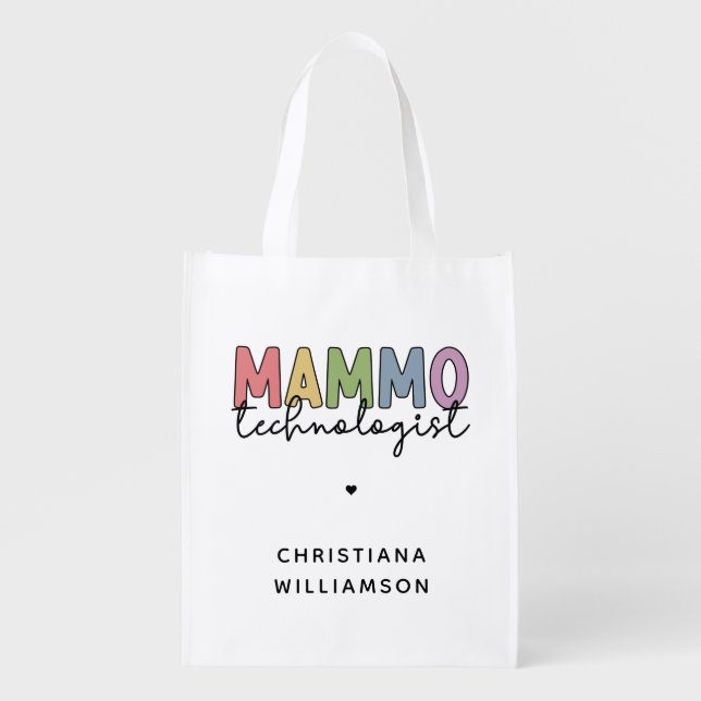 Custom Mammo Technologist Mammography Tech Grocery Bag (Front)