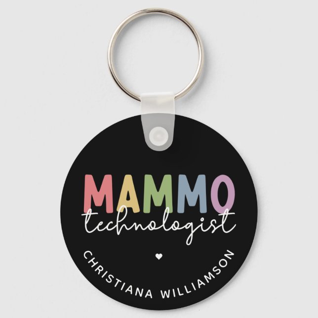 Custom Mammo Technologist Mammography Tech Keychain (Front)