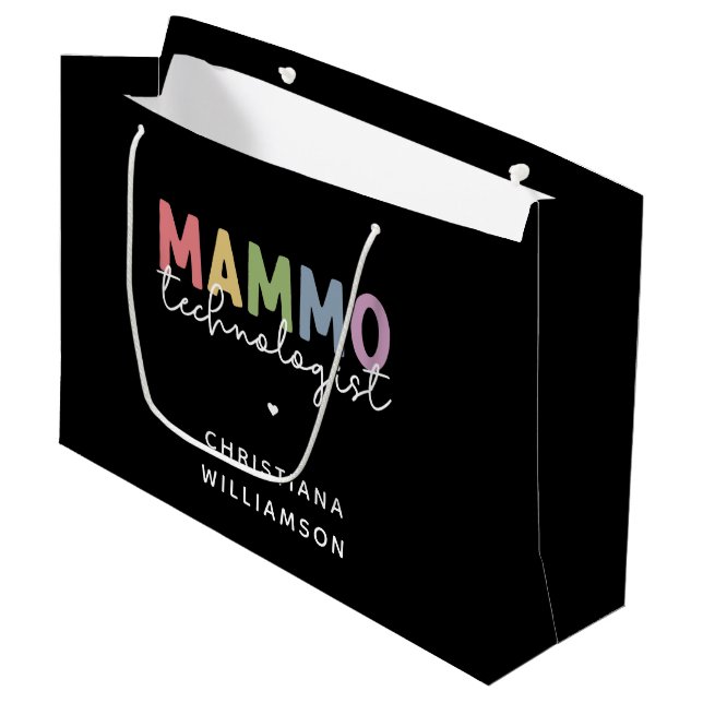 Custom Mammo Technologist Mammography Tech Large Gift Bag (Front Angled)