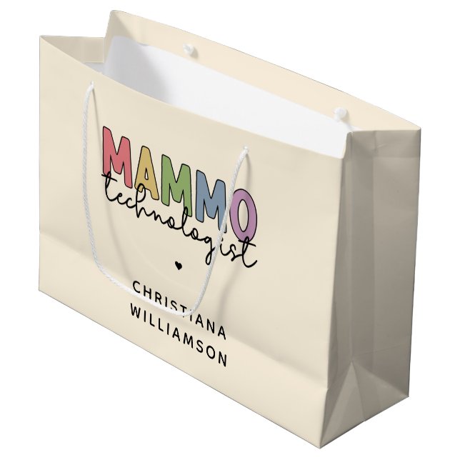 Custom Mammo Technologist Mammography Tech Large Gift Bag (Front Angled)