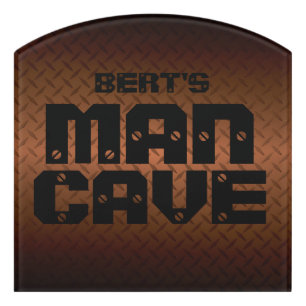 Custom Man Cave Door Sign - Copper Diamondplate