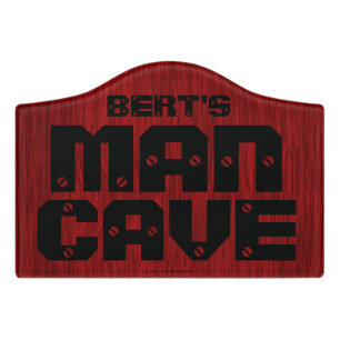 Custom Man Cave Door Sign - Red Woodgrain