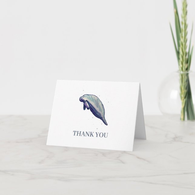 Custom Manatee Painting Thank You Card (Front)