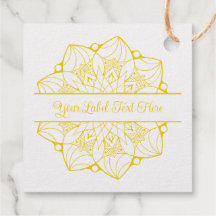 Custom Mandala Foil Label Tag - Yellow Accent