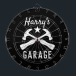 Custom manly car garage or mancave dart board<br><div class="desc">Custom manly car garage or mancave dart board gift. Cool hammer tool design with personalized name and background color. Christmas or Birthday gift idea for husband, dad, boyfriend, grandpa, boss, coworker, carpenter, construction worker, builder, boy, kids etc. Trendy home decor for mechanic, auto repair shop, garage, man cave, contractor etc....</div>
