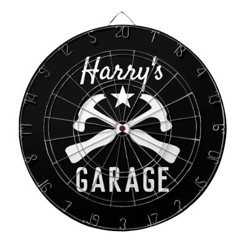 Custom manly car garage or mancave dart board