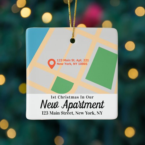 Custom Map Address First Christmas New Apartment Ceramic Ornament