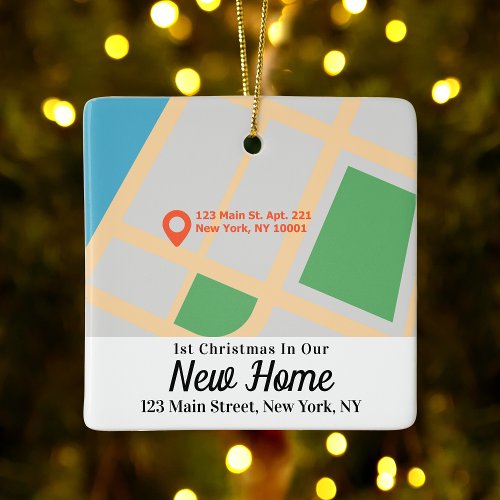 Custom Map Address First Christmas New Home Ceramic Ornament