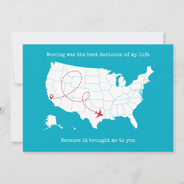 Custom Map and Photo Turquoise Valentine's Day  Holiday Card (Front)