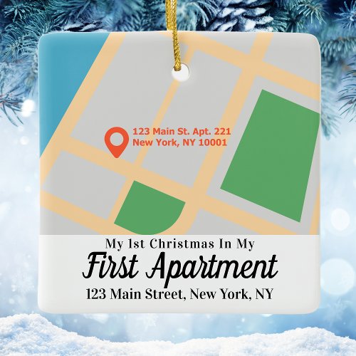 Custom Map My 1st Christmas In My First Apartment  Ceramic Ornament