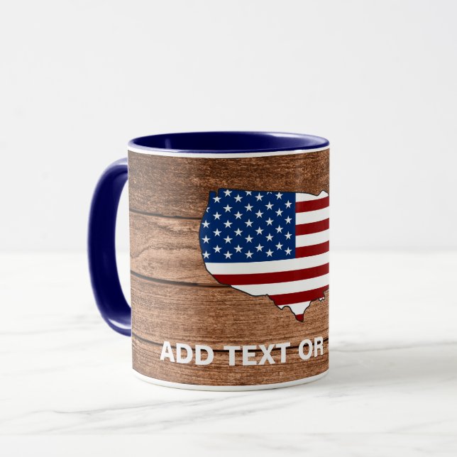 Custom Map of America Wooden Art Mug (Front Left)