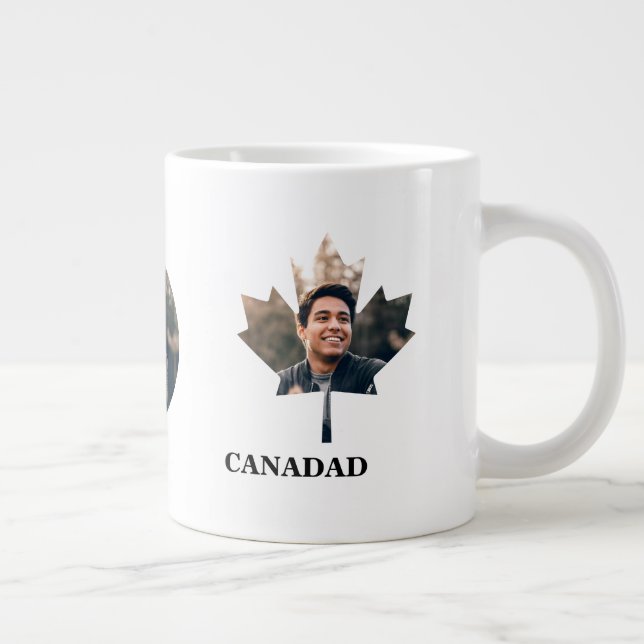 Custom maple leaf shape photo happy Canada day Giant Coffee Mug (Right)