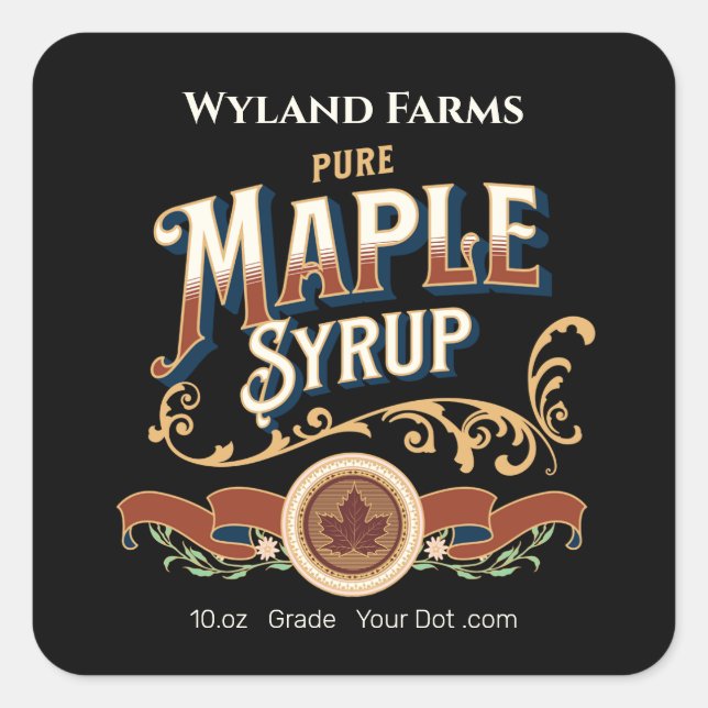 Custom Maple Syrup Bottle Label Sticker (Front)