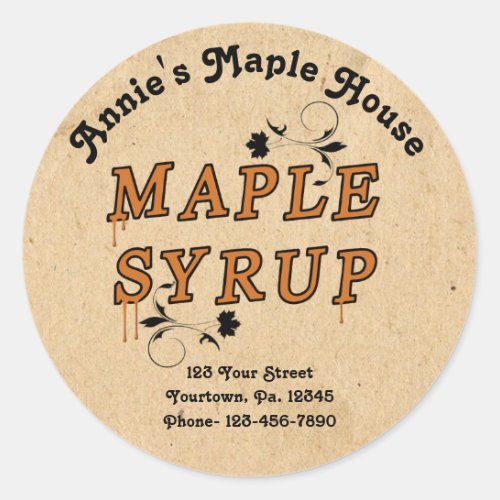 Custom Maple Syrup Business Round Product Sticker
