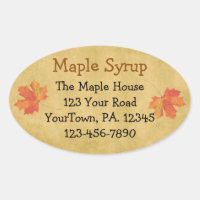 Custom Maple Syrup Maple Leaves Oval Sticker