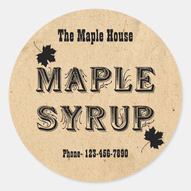 Custom Maple Syrup Round Business Sticker (Front)
