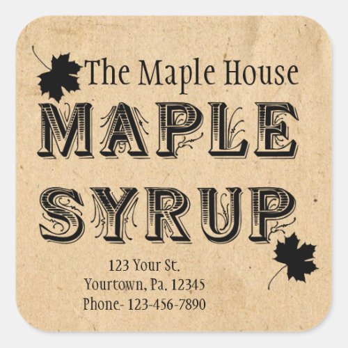 Custom Maple Syrup Square Business Sticker