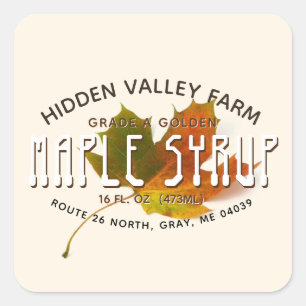 Custom Maple Syrup Tall Leaf Label (light)