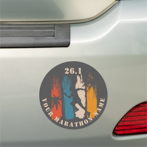 Custom marathon name and distance personalized  car magnet