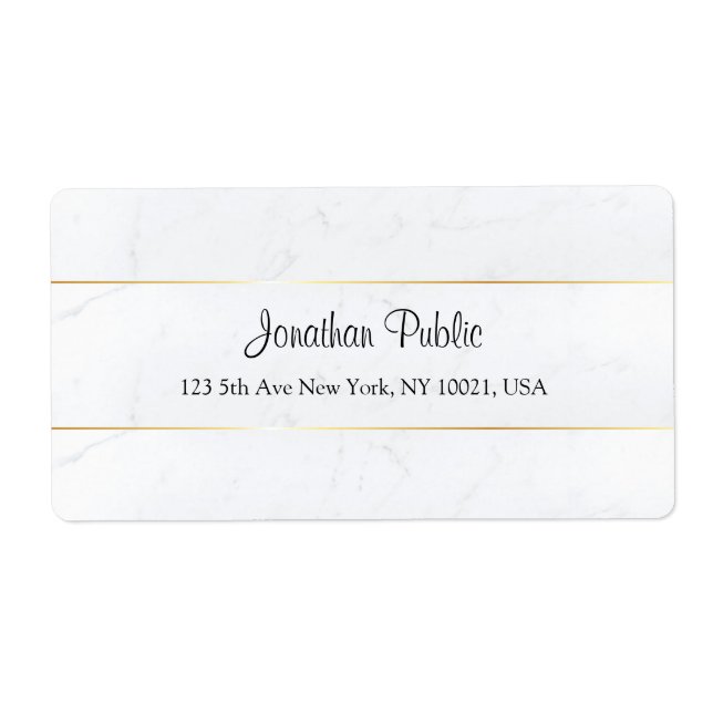 Custom Marble Faux Gold Handwritten Script Label (Front)